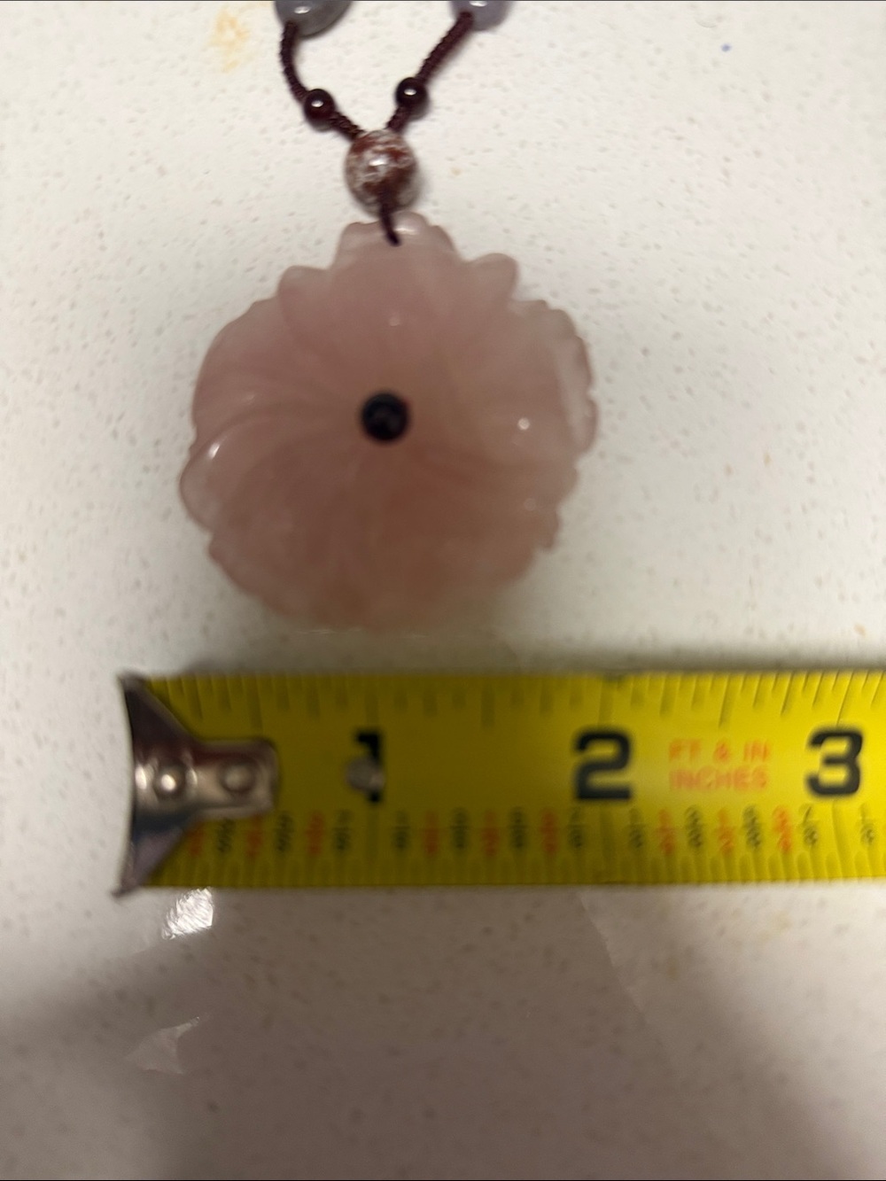 Rose Quartz Flower Pendant Necklace | Boho Pink Gemstone Necklace Vintage - Picture 9 of 10